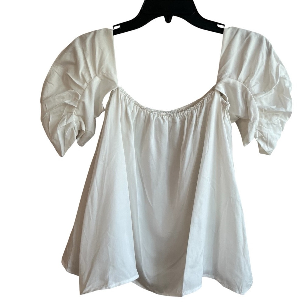 Merritt Charles White Tencel Off the Shoulder Blouse - Size S